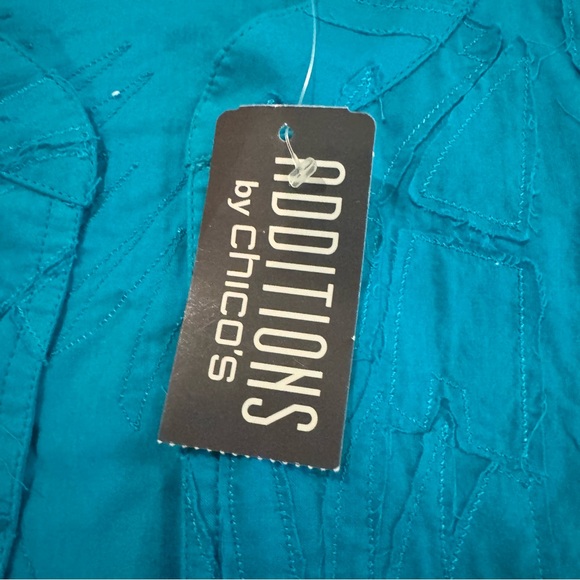 Chico's Teal Embroidered and Textured Jacket NWT in size 3 or XL - Picture 5 of 13
